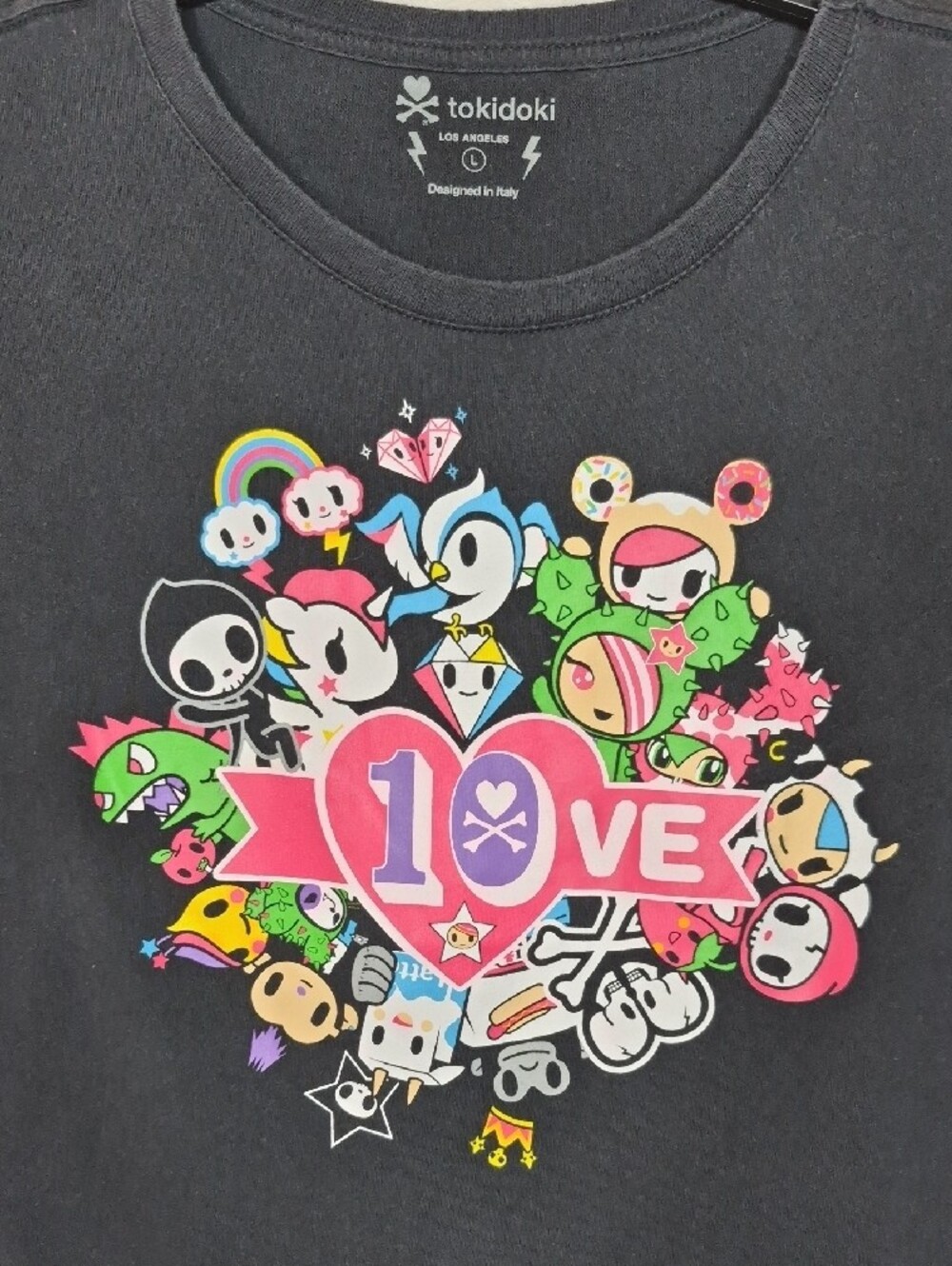 tokidoki‎ Black 'I Love tokidoki' Character Graphic Tee - Size L - Picture 2 of 4